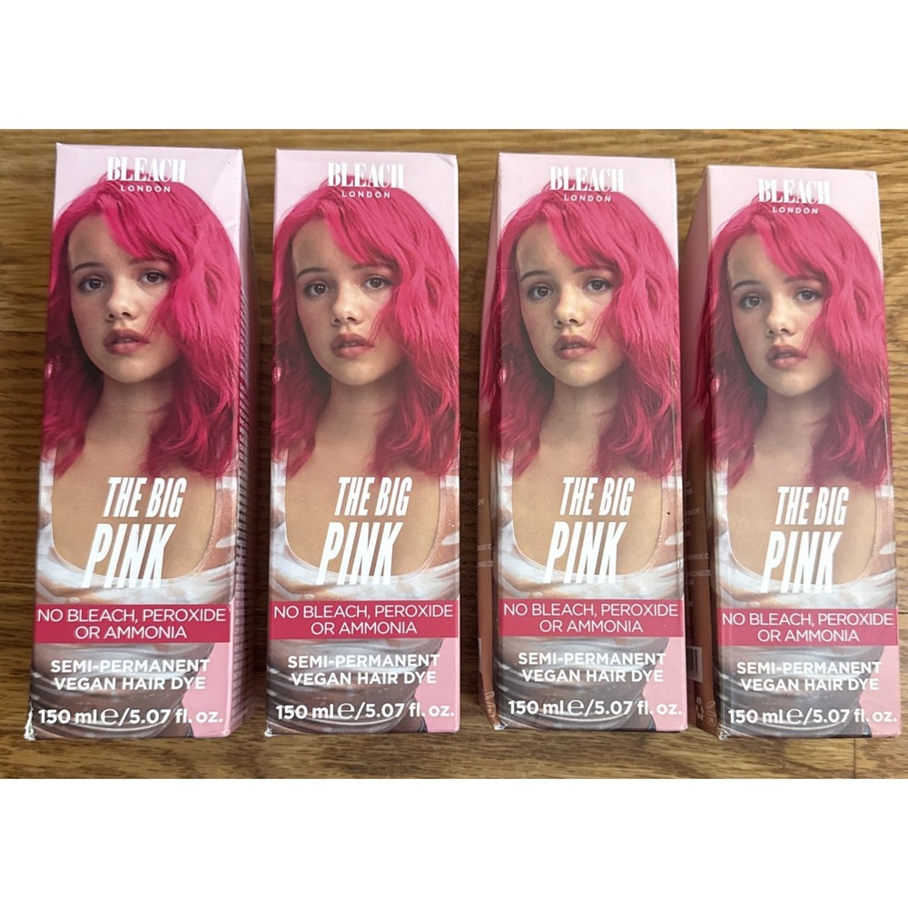 Lot of 4 Bleach London BIG PINK Semi-Permanent Vegan Hair Dye PETA Approved